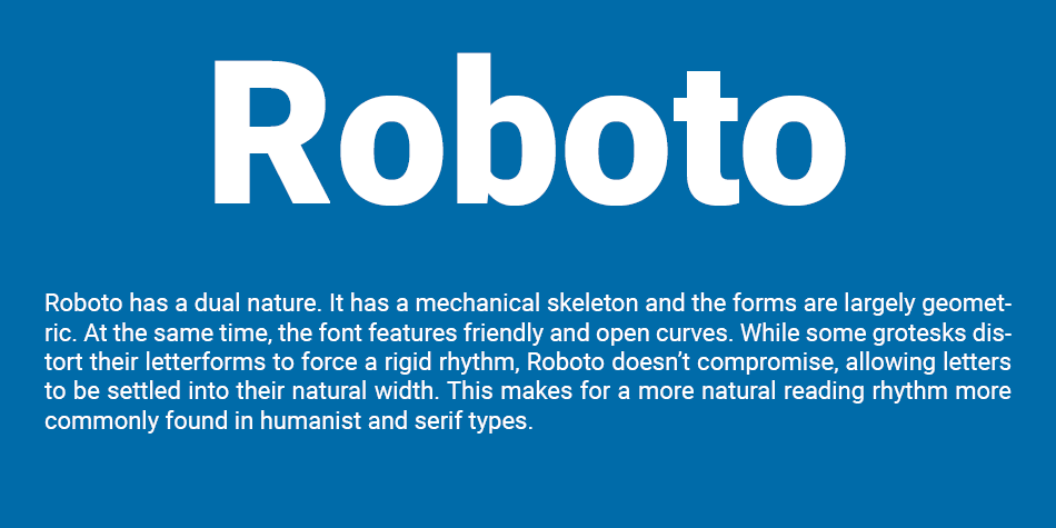 Roboto font in use on various digital platforms